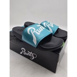 Runtz Script Slide Sandals Mens Size 9 Blue Logo Slip On Shoes New 80108 220 New